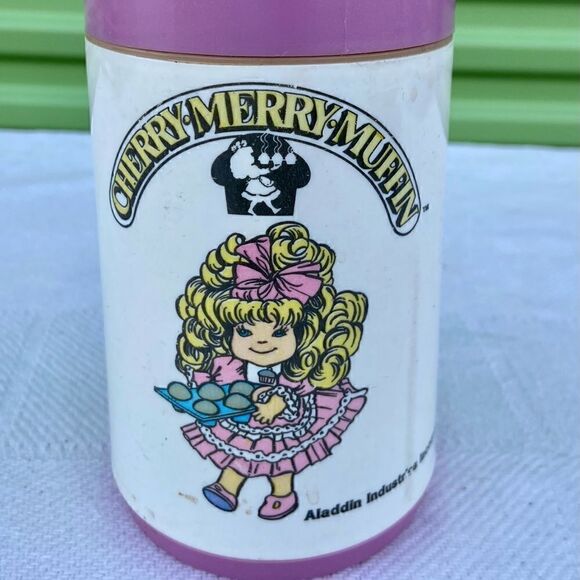 Cherry Merry Muffin 1988 Aladdin Plastic Lunch Box-Thermos W/Sip Top. - Picture 2 of 6